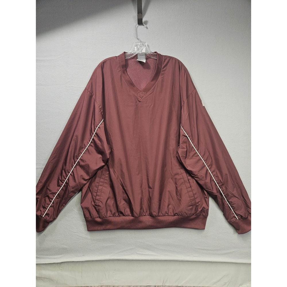 New Balance Mens XXL Burgundy V-Neck Windbreaker Pullover Mesh Lined Piping